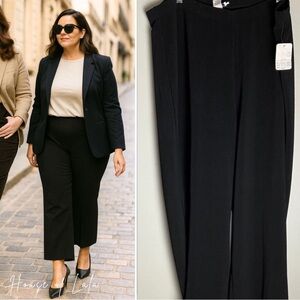 Nwt 1x women stretchy black pants elastic waist compliments brand